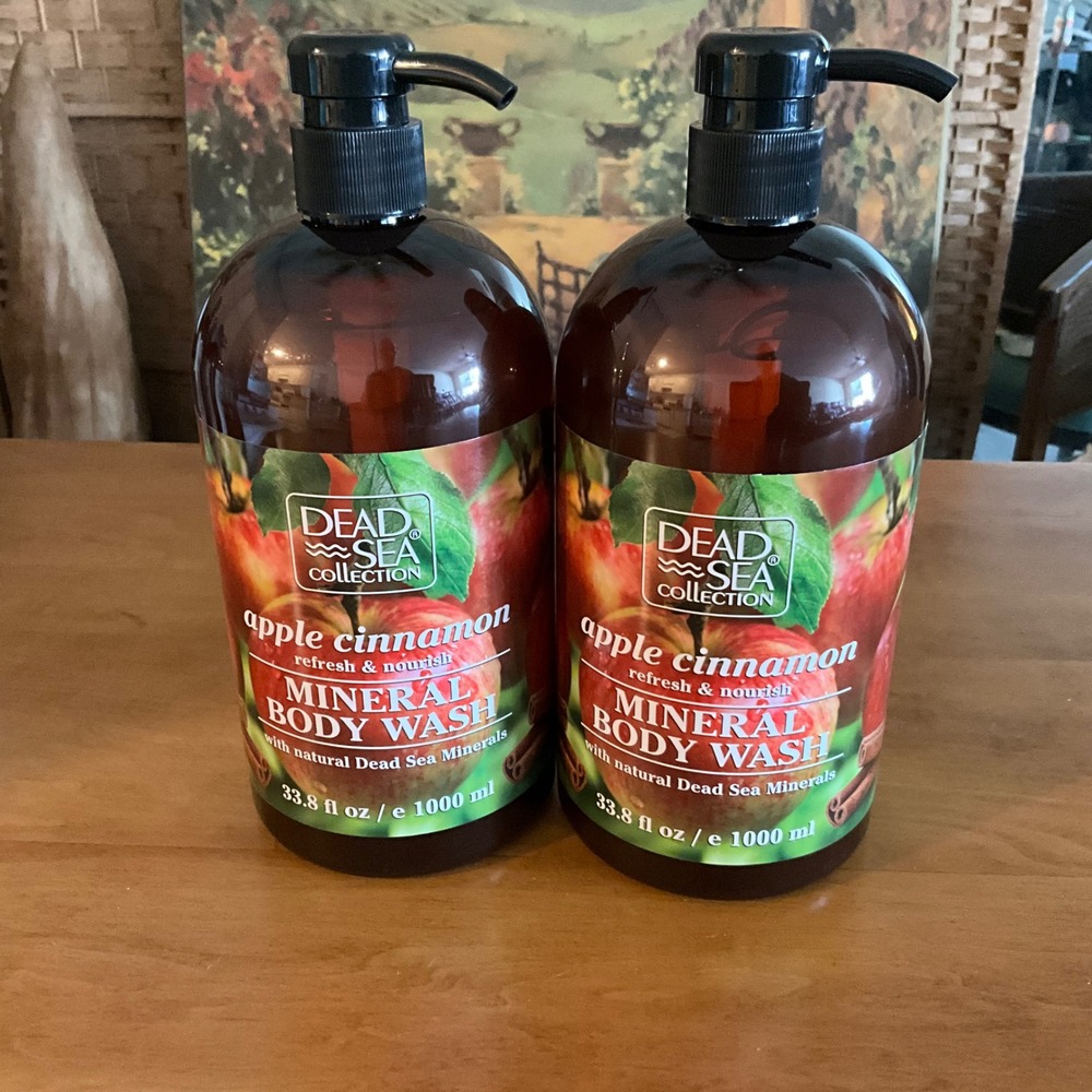 Dead Sea Collection Apple Cinnamon Mineral‎ Body Wash 33.8 fl oz 1000 ml Set